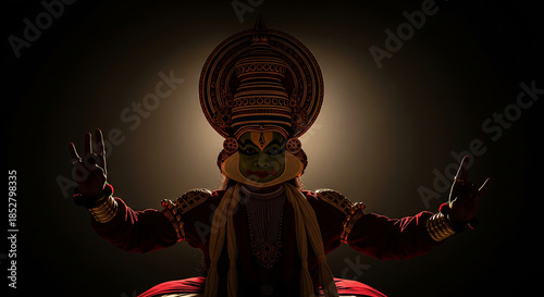 Kathakali Silhouette Style Portrait with Raised Arm