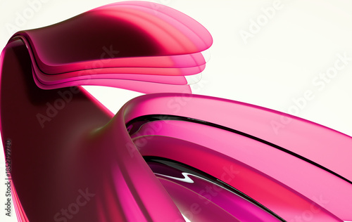 Futuristic fluid design element with shiny plastic texture and high contrast isolation