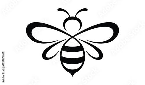 Stylized Honey Bee Vector Illustration Representing Nature Conservation and Pollination