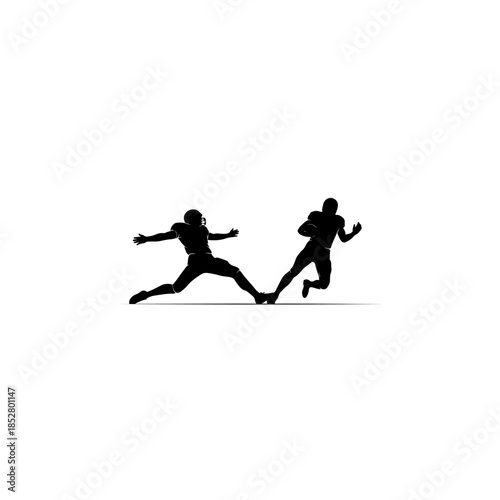 Silhouette of two american football players isolated on transparent background
