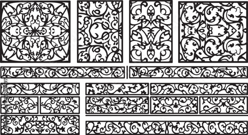 Ornate black scrollwork design elements set