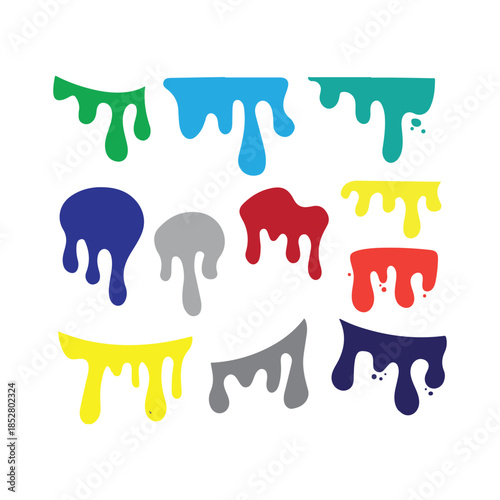 Abstract Colorful Paint and Liquid Dripping Effects Set