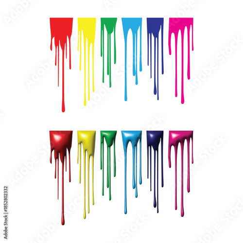 Colorful liquid paint drips in vibrant hues cascading down