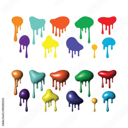 Colorful Paint Drips and Splashes - Abstract Fluid Art Elements