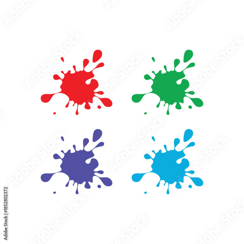 Set of colorful paint splatters on a white background, perfect for artistic or creative designs