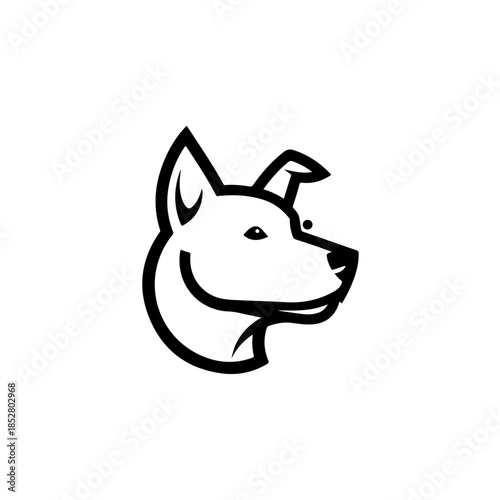 Stylized dog head profile line art isolated on transparent background