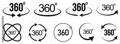 Set of 360 degree views icons