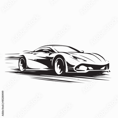 Auto style car logo design with concept sports vehicle icon silhouette on white background