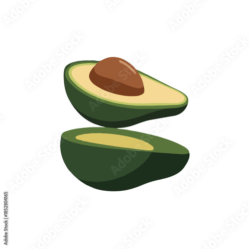Sliced avocado display Vector on white background