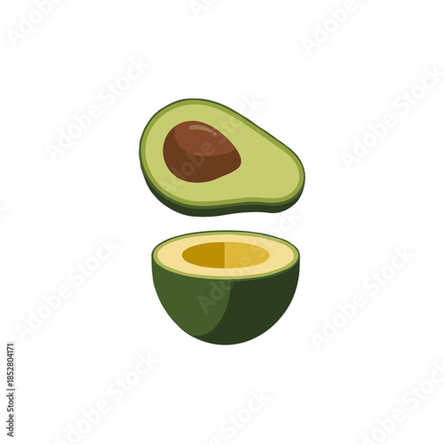 Halved avocado with seed Vector on white background