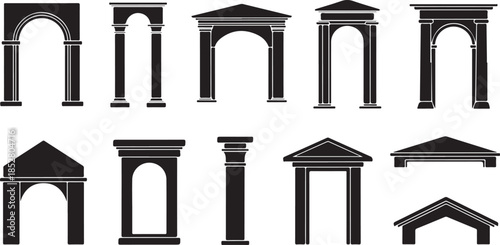 Collection of classical arch and column silhouettes
