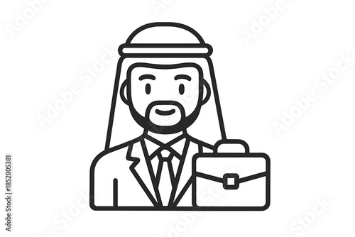 Businessman with briefcase wearing traditional Arab attire