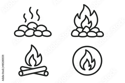 Collection of fire icons on dark background