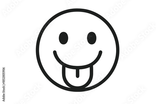 Smiley face with tongue sticking out, dark grey.