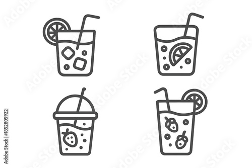 Four stylized icons of cold drinks