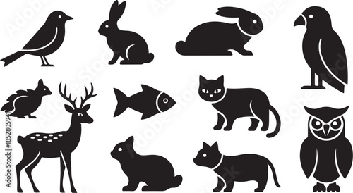 Collection of animal silhouette icons