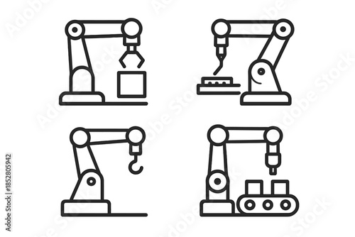 Robotic Arms Industrial Icons Set