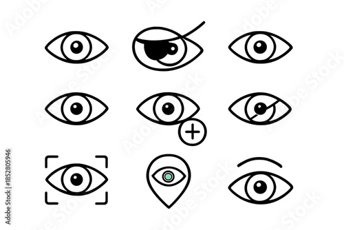 Collection of eye icons with various modifications