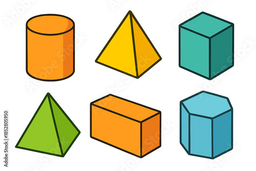 Isometric geometric shapes on a gradient background