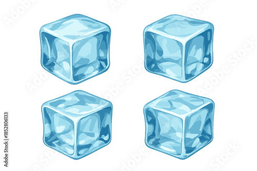 Four glowing ice cubes on a gradient background