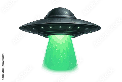 Flying Saucer with Green Tractor Beam