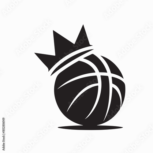 Basketball logo design concept with crown icon pn white background