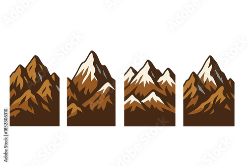 Stylized Mountain Range with Snowy Peaks