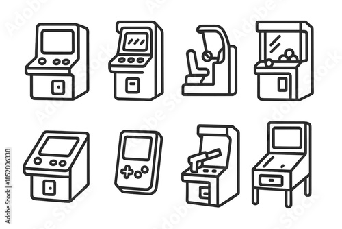 Retro Arcade Machine Icons Neon Effect