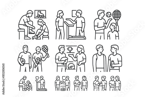 People engaged in various sports and fitness activities