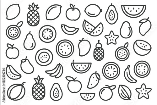 Fruit Icons Pattern - Dark Gray