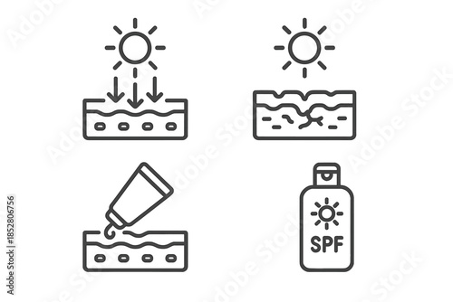 Sun damage and protection icons