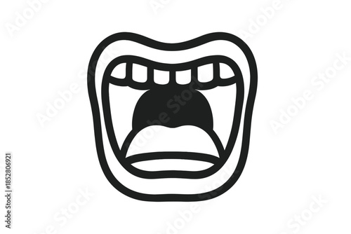 Abstract mouth opening widely with teeth showing