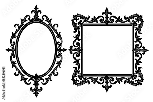 Ornate Black Frames on Dark Background