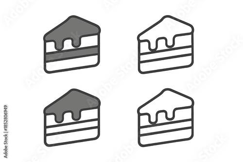 Four slices of cake icons