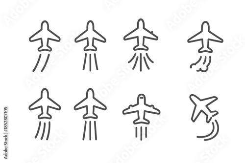 Set of airplane takeoff icons