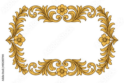 Ornate golden floral border with dark gradient background