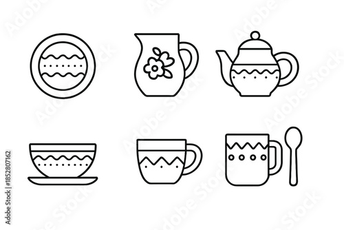 Kitchenware icons on a black background