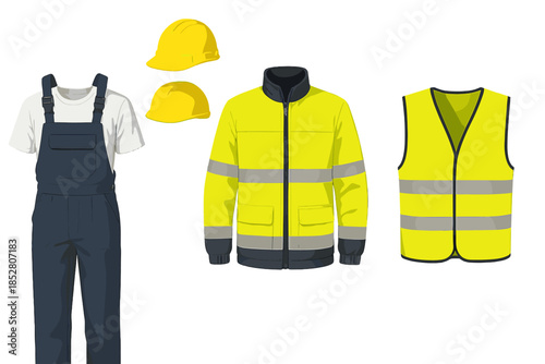 Workwear and safety gear ensemble