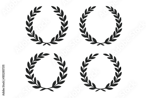 Four Laurel Wreaths on Gradient Background