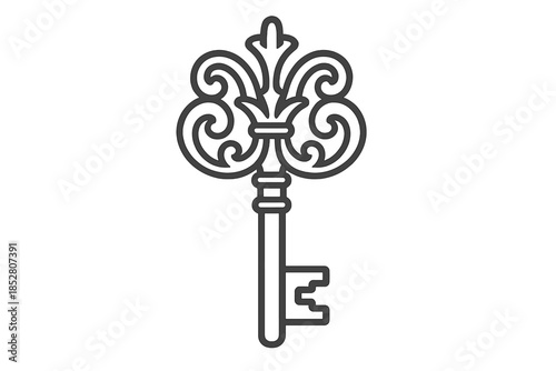 Ornate key outline on a gradient background