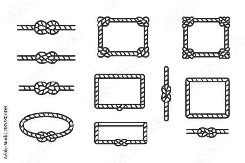 Nautical Rope Borders and Knots Icon Set