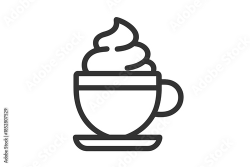 Outline of a cup with whipped cream icon on a gradient background
