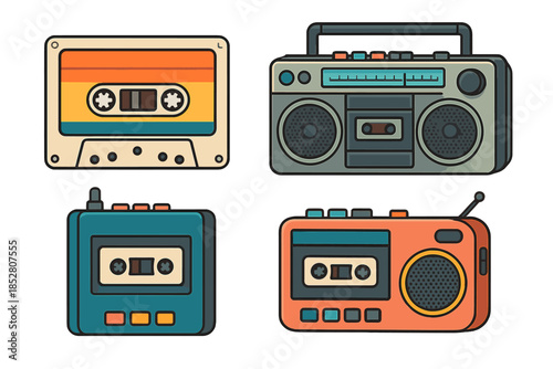 Retro cassette players and boombox