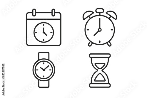 Four time-related icons arranged in a grid