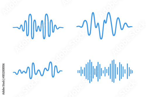 Abstract Blue Sound Waves on Black Background