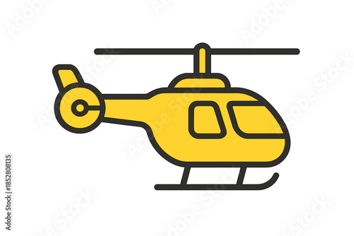 Yellow cartoon helicopter icon with shadow
