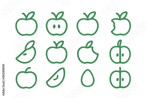 Green Apple Icons on Dark Textured Background