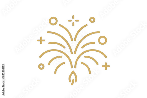 Golden Outline of Fireworks on a Grey Gradient Background