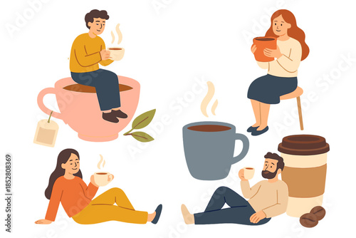 Cozy Scene of People Enjoying Hot Beverages