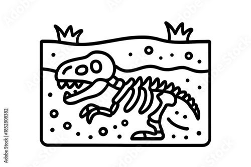 Dinosaur fossil excavation illustration